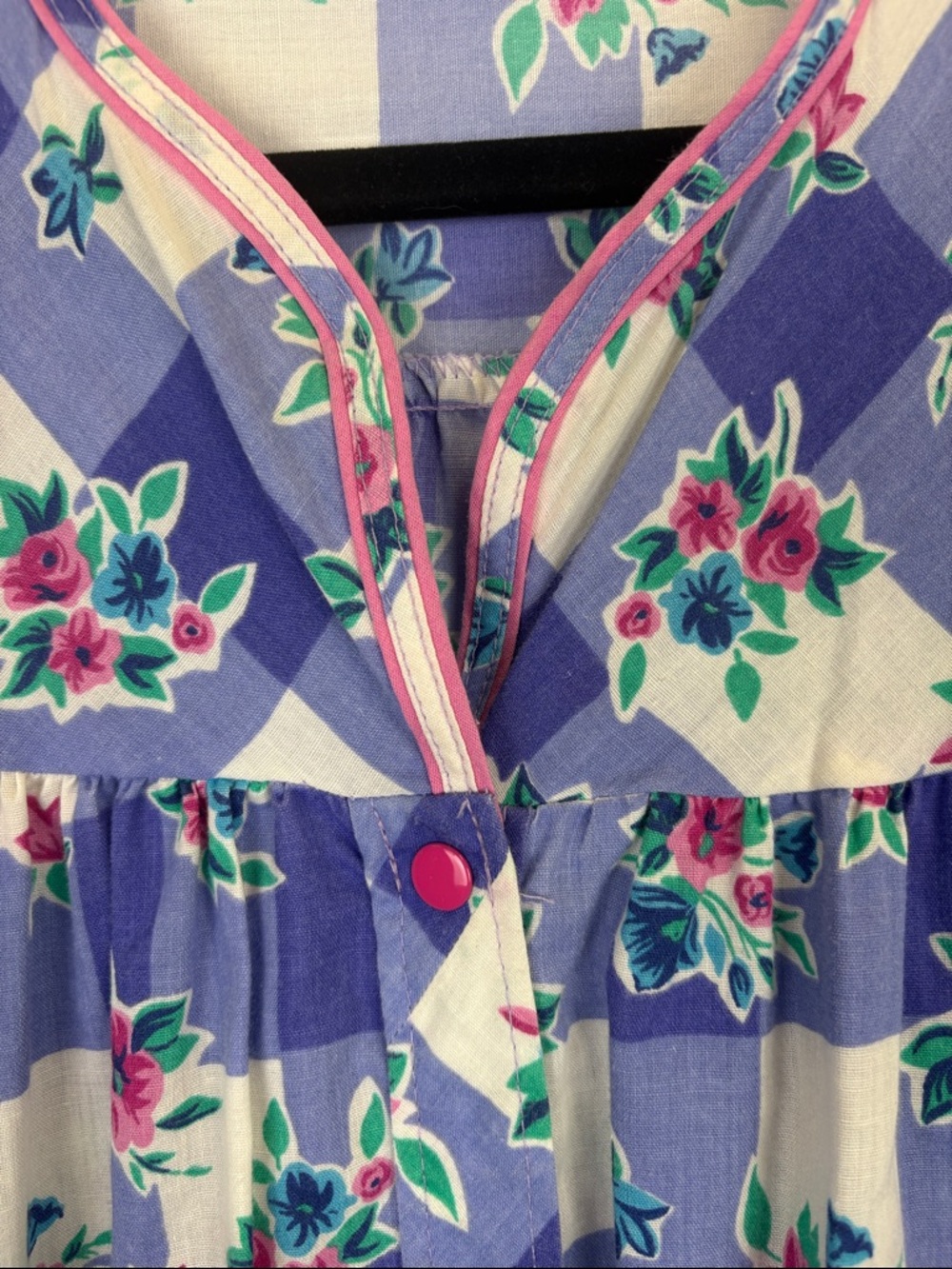 Vintage Models Coat Floral Gingham House Dress Cottagecore Smock Pockets Sz 14 - Picture 6 of 9